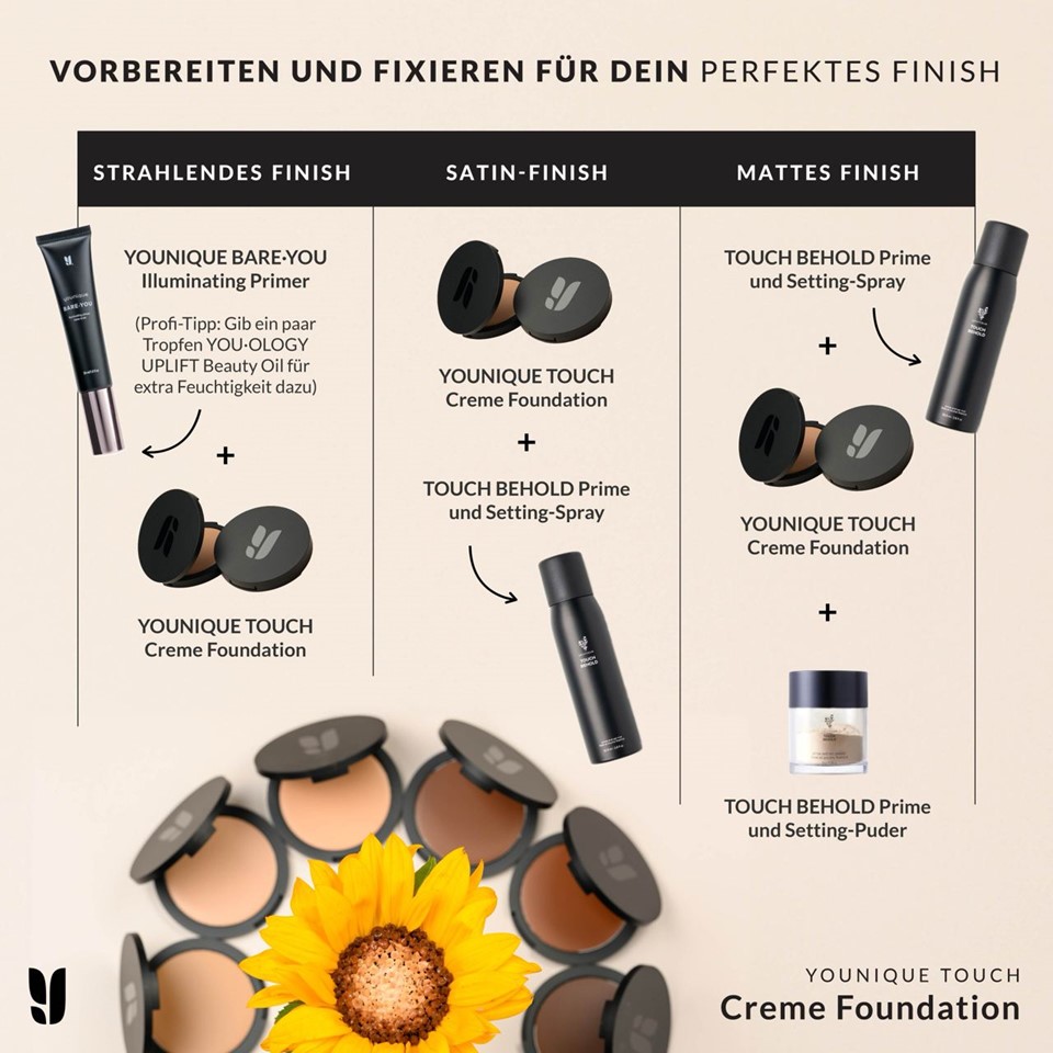 Younique Creme Foundation anwenden mit Settingspray und Kabuki youniquebyclaudia